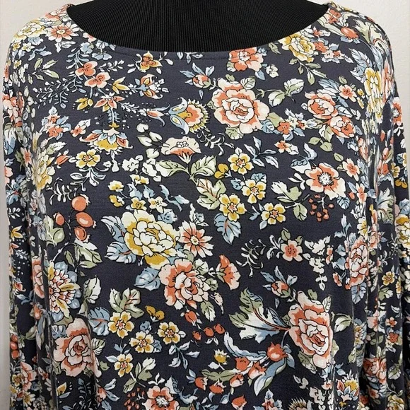 Philosophy Women's 3/4 Sleeve Floral Top Size 2X Blue Bloomcore Cottage Stretch - Picture 8 of 11
